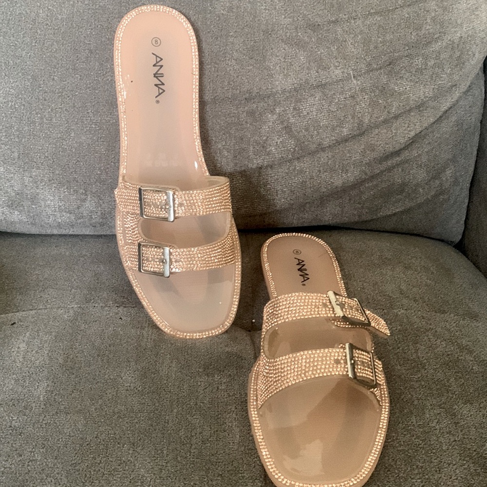 Rose gold sparkly sandals